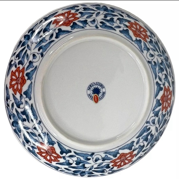 4 Smithsonian Institution Imari Blue Japanese Salad Plates Set Japan Floral Lot - Picture 2 of 6